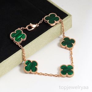 Designer Ladies Luxury Fashion Glamour Diamond Gold Plated agate Fritillion Bracelet Pendant Four-leaf Clover bracelet length 19 cm 18k gold bracelet