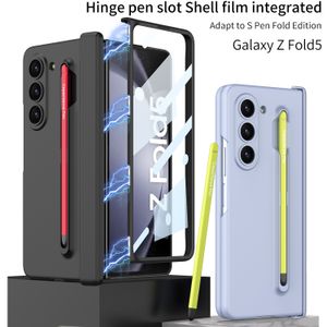 Penplats för Samsung Galaxy Z Fold 5 Case Matte Hard Film Glass Magnetic gångjärnsskydd Cover