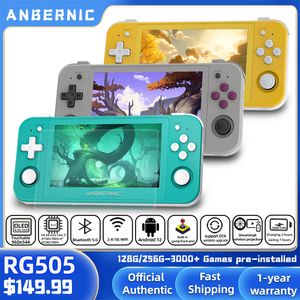 Портативные игровые плееры Портативная игровая консоль ANBERNIC RG505 с системой Android 12 Unisoc Tiger T618 4,95-дюймовый OLED-экран с джойстиком Hall Joyctick OTA Update 230922