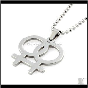 Pendant & Jewelry Fashion Rainbow Necklace Lesbian Necklaces Pendants For Women Gay Pride Sier Color Jewelry Bead Chain Link 24Inc235d
