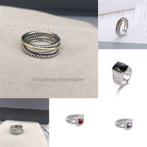 Rings Dy ed Two-color Cross Ring Women Fashion Platinum Plated Black Thai Silver Selling designer Jewelry woman luxury di184b