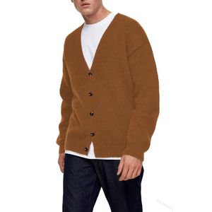 Maglioni da uomo Elegante vintage manica lunga tinta unita scollo a V monopetto maglieria cappotto outwear Y2K INS uomo cardigan lavorato a maglia maglione top 230922