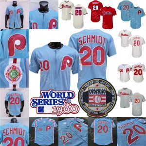 Mike Schmidt Jersey 1980 WS Patch Baseball Hall of Fame Blue Zipper White Red Cream Pinstripe Home Away-Town All Sttiched Rozmiar M-3xl