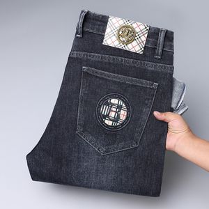 Nya jeansbyxor byxa herrbyxor bbicon stretch höst vinter nära passande jeans bomullslakor tvättade rak affärsavstånd XL9629-5