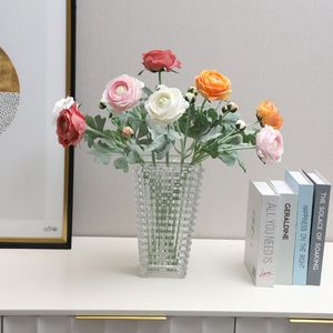 Faux blommig hand fuktsimulering ranunculus asiaticus hem vardagsrum dekoration konstgjorda blommor