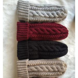 Winter Gestrickte Frauen Handschuhe Stricken Häkeln Fäustlinge Komfortable Baumwolle Samt Twisted Blume Handschuhe Einfarbig Großhandel