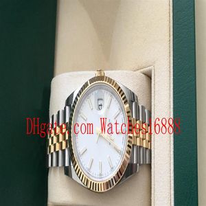 Högkvalitativ ny 126333 41mm SS YG Datejust White Index Dial Rostfritt stål och guldarmband rörelse Automatisk herrar Watch Inclu212p