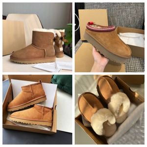 designer ugge boots snow uggsly boots australian women ug boot bailey Chestnut winter buckle snow Half Knee Short lady Sheepskin and wool integrated hair slipper