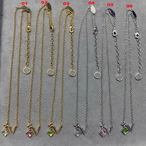 Purple Crystal V Letter Pendant Necklaces Women's Sweater Chain Clavicular Necklace Wedding Jewelry Accessories Gifts Wholesale Retail