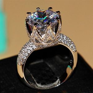 Victoria Wieck 8ct Big Stone Solitaire 925 prata esterlina cheia de topázio simulado diamante anéis de coroa de casamento para mulheres tamanho 5 6 7306O