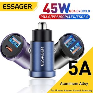 Cell Phone Chargers Essager 30W USB Car Charger Quick Charge4.0 PD 3.0 SCP 5A USB Type C Car Fast Charging 230922
