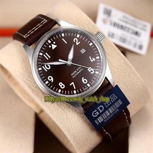 4 Color Mark XVIII Pilot 327003 Brown Date Dial Japan Miyota 821a Automatisk mekanisk mens Watch 316L Steel Case Läderband SPO248S