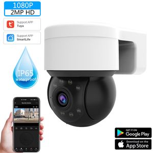 Câmeras IP ao ar livre à prova d'água sem fio 1080P 2MP Câmera Tuya Smart Life Home Security PTZ Zoom Dome CCTV Video Vigilância 230922