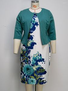 Ethnische Kleidung 2023 Frühling Herbst Druck Afrikanische 2 Stück Set Frauen Kleid Mantel Anzug Elegante Damen Büro Tragen Kleider Für 2XL-6XL