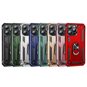 iPhone 15 14 Pro Max S24 Telefonfodral för Apple 13 12 11 XR XS 8 7 6 Plus Samsung Galaxy S24 S23 S22 S21 Obs 20 Ultra 5G Google Pixel Chockproof Finger Ring Kickstand Back Cover Cover