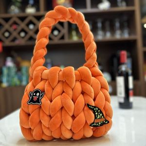 Borse tote intrecciate a mano per donna Borsa a tracolla lavorata a maglia in filato grosso Borsa intrecciata fatta a mano Regalo di Natale di Halloween