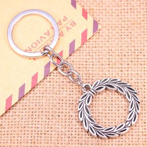 Anahtarlıklar 20pcs Moda Keychain 34mm Zeytin Şubesi Laurel Çelenk Serideler Diy Erkek Mücevher Araba Ticari Zincir Tutucu Hediye Hediye İçin