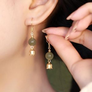 Hoopörhängen 925 Silver Needle Hetian Jade Earring For Women Girls Party Weddy Trendy Jewelry Gift EH2012