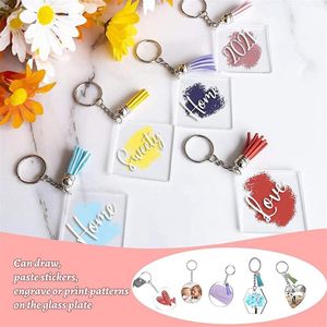 Keychains 200st Acrylic Keychain -ämnen med Tassels Kit Bulk Snap Hooks Mini Jump Rings for DIY Projects Crafts295w