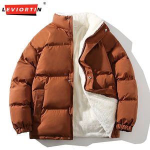 Männer Daunenparkas Herbst Winter Baumwolle Gefütterte Jacke Mantel Männer Hip Hop Verdickt Lose Stehkragen Koreanischen Stil Mann Flanell Futter Wadded 230922