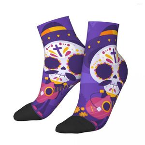 Herrensocken Polyester Low Tube Dia De Muertos Illustration Atmungsaktive lässige kurze Socke