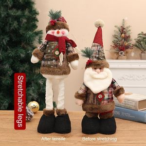 Neue Weihnachten Vintage Hanf Schneeflocke Plaid Stoff Teleskop Puppe Weihnachtsdekoration Dekoration Dekoration Ornamente