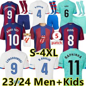 S-4XL 23 24 LEWANDOWSKI GAVI Barcelonas Soccer Jerseys PEDRI Rosalia ANSU FATI De Futbol Camisetas RAPHINHA Football Shirt Men player version Barca Kit Kids Uniform