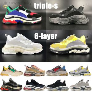 Balencaig top casual shoes triple s 6-layer combination sole platform sier red multi-color triple black white neon yellow grey men womens sneakers