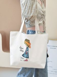 Einkaufstaschen 2023 Ankunft Canvas-Einkaufstasche Baumwolle Einkaufstaschen Shopper Sac Toile personalisierbare Seite für Damen 230923