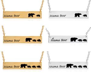 6Pcs Fashion Jewelry Mama Bear Baby Bear Pendant Necklaces For Women Girls Cute Silver Gold Color Long Chain Necklaces9112670