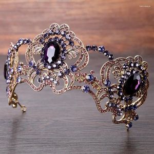 Hair Clips Purple Rhinestone Bridal Head Pieces Crystal Wedding Party Headbands Tiaras Crowns Prom Evening Accessories Headpieces