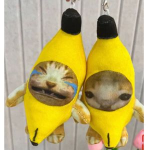 Plush Keychains 10 20cm Banana Cat Plush Toy Banana Cat Crying Meme Banana Cat Keychain Cat In Banana Doll Happy Gift Kids 230923