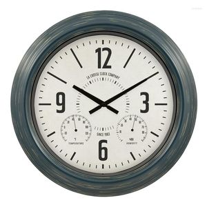 Wall Clocks Crosse Clock 18" Hamilton Indoor/Outdoor Blue Analog Quartz Metal 433-3838