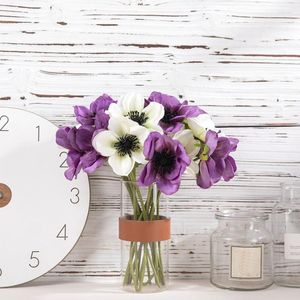 Flores decorativas 5 pçs simulado única cabeça branco roxo camélia flor artificial falso plantas verdes casa festa de casamento mesa de natal