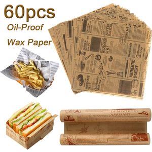 Stampi da forno 60 fogli Carta cerata resistente all'olio Involucro per alimenti Pane Sabbia Hamburger Patatine fritte Strumenti per avvolgere Carta oleata veloce 230923