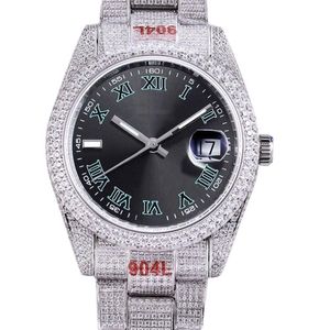 Full Diamonds Mens Watch 40 6 mm Automatyczne zegarki mechaniczne Diamentowe ramki wodoodporne Sapphire zegarek Diamondstuddded Montre 261J