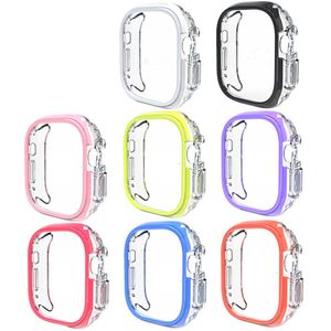 Double Color Transparent TPU+PC Protection Case For Apple TPU+PC Case iwatch9 8/7/6/5/4 Ultra2 protection Cover