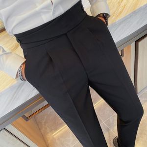 Herrenanzüge, hochwertige, solide Anzughose für Herren, passend zu Slim-Fit, lässige gerade Hose, Business-formelle Kleidung, Schwarz, Sale