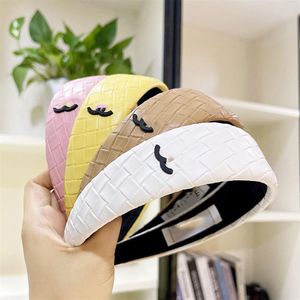 PU Leather Triangle Headbands Luxury Letter Printing knitting Wide Edge Brand Designer Hairband for Women Sports Pure Cotton Headw269S