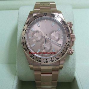 Christmas gift High Quality Wristwatches mens Watch 116505 PINK EVEROSE GOLD PINK DIAMOND BAGUETTE DIAL284y