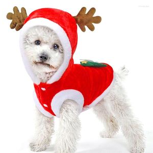 Hundkläder varma husdjurskläder för små medelstora hundar katter vinter jul älgkläder korall fleece dräkt tecknad tryck