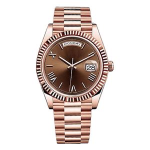 Top High Quality Watch women Date watches Yellow Rose Gold President Face Big Date Automatic Mechanics watch Waterproof Stainless Steel 41mm Mens Watch