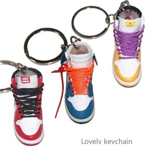 Plush Keychains 2/10pcs Delicate 3D Mini Sneaker Key Chain Simulation Funny Basketball Shoe Key Ring Diy Sport Shoe Keychain Car Accessory Gifts 230923
