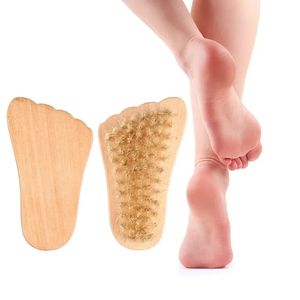 Foot Shape Nail Brush Cleaning Wooden Natural Bristle Brushes Manicure Pedicure for Women Baby Kids Nail Care Tool