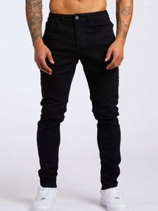 Jeans masculinos 2023 estiramento magro azul cor sólida elástico clássico homens magro moda biker denim calças masculino streetwear