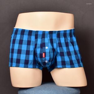 Underpants Men's Shorts Woven Cotton Sexy Fashion Check Arro Pants Low Rise U Raised Home Sleeping Underwear