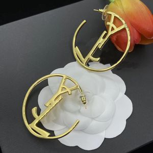 Golden Brass Large Hoop Earrings Fashion Classic Designer Earrings Valentine's Day Wedding Gift Jewelry