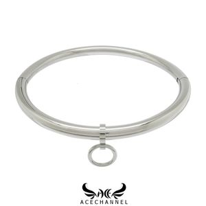 Chokers ACECHANNEL Polished Shining Solid Stainless Steel Slave Collar Lockable Torque Choker Necklace Fetish Wear Jewelry 230923