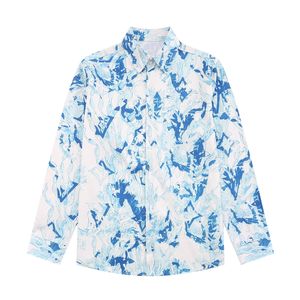 Luxury Spring Autumn Long Sleeve Designer Bowling Shirts Men mode Geometric Letter Print Button Down Dress Shirt Man Casual Shirt Plus