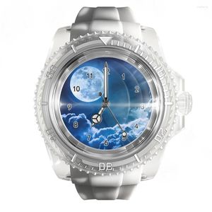 Wristwatches Transparent Silicone Watch Moon Sea Men's And Women's Watches Fashion Quartz Wrist